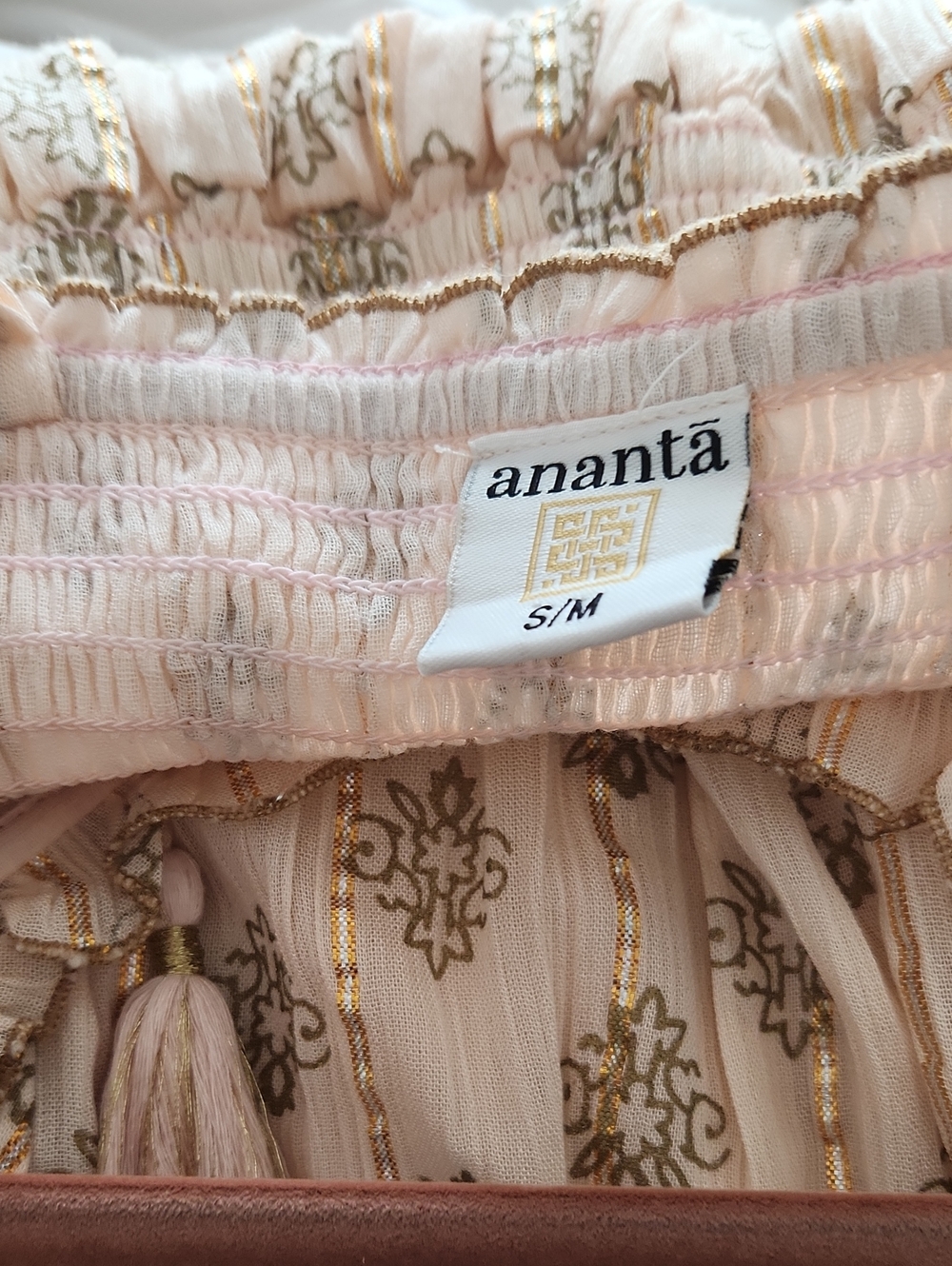 Anantā Pink and Gold Maxi Dress - Elegant Boho Style